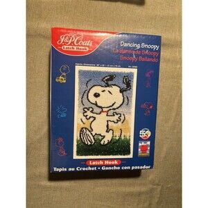 NEW J&P Coats Dancing Snoopy Peanuts Latch Hook Rug Kit New Gift Sealed USA Made